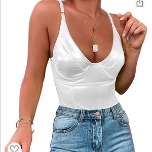 V Neck Shiny Thong Bodysuit Tank Tops Underwire